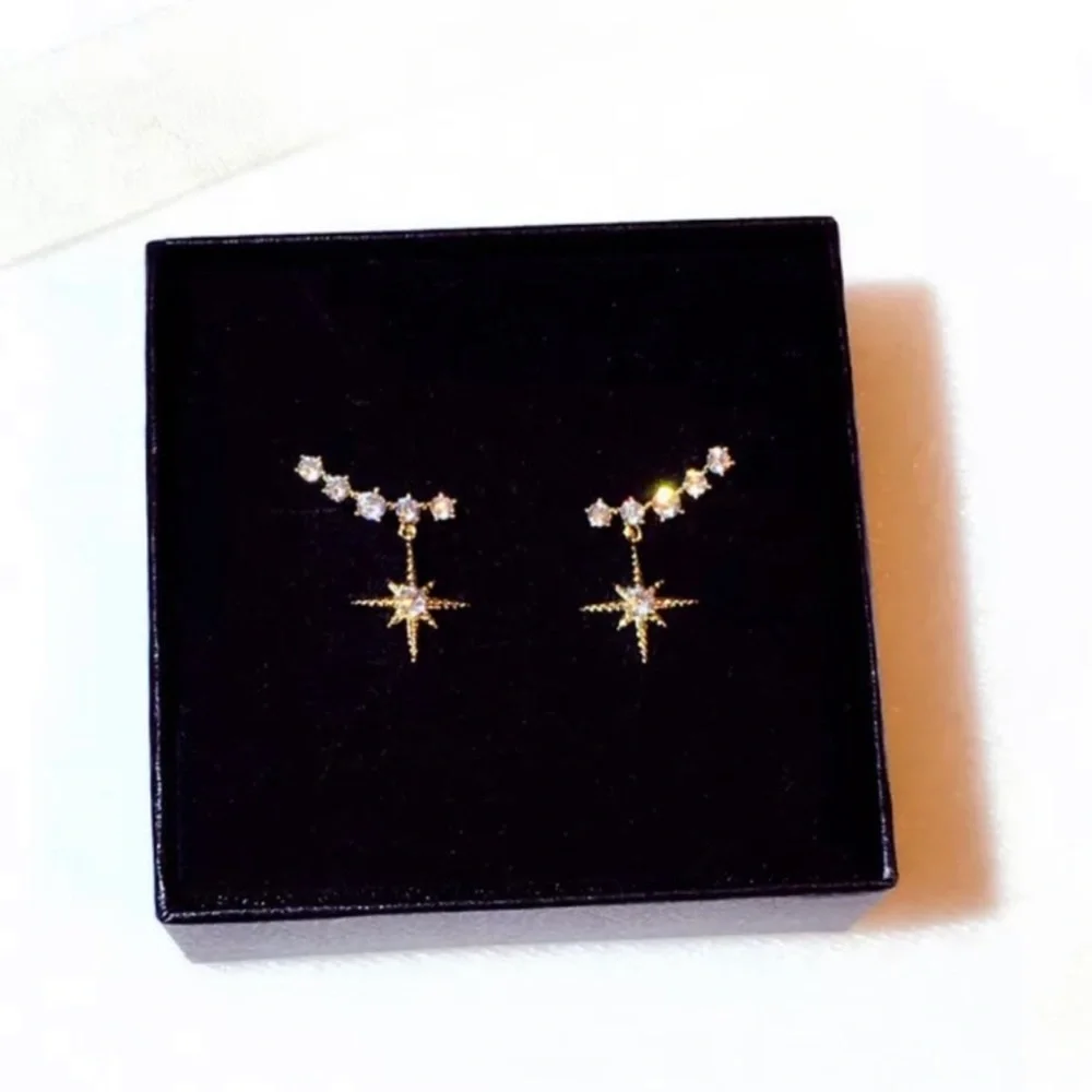 New Star of Bethlehem Sterling Silver & 10k Gold Stud Ear Crawler Earrings
